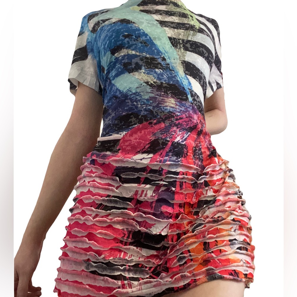 Striped T Shirt Dress Colorful Artsy